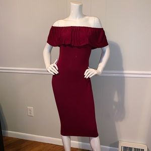 Fashion Nova off the shoulder bodycon midi dress